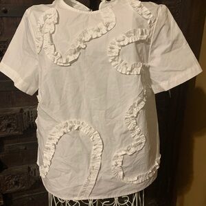 Kate Spade NWT White  Blouse with Ruffle Accents size XS